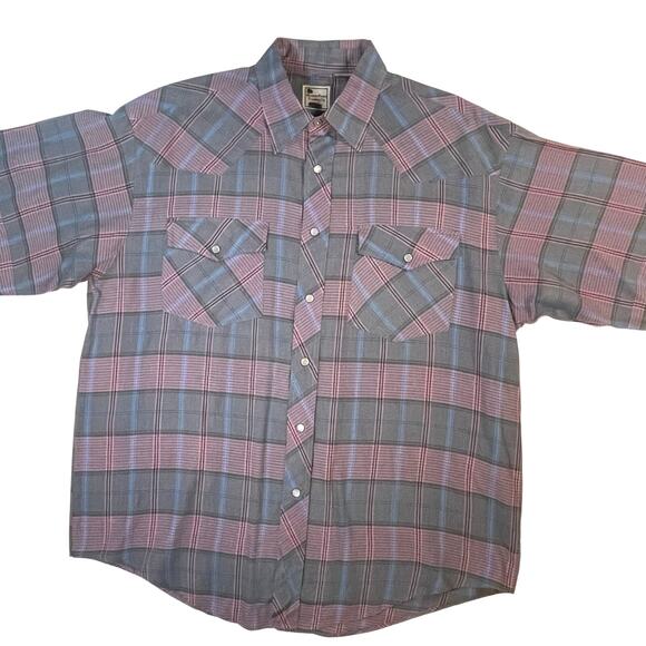 VTG Western Plains Men’s Sz XL Plaid Pearl Snap Short Sleeve Shirt Americana - Picture 1 of 7